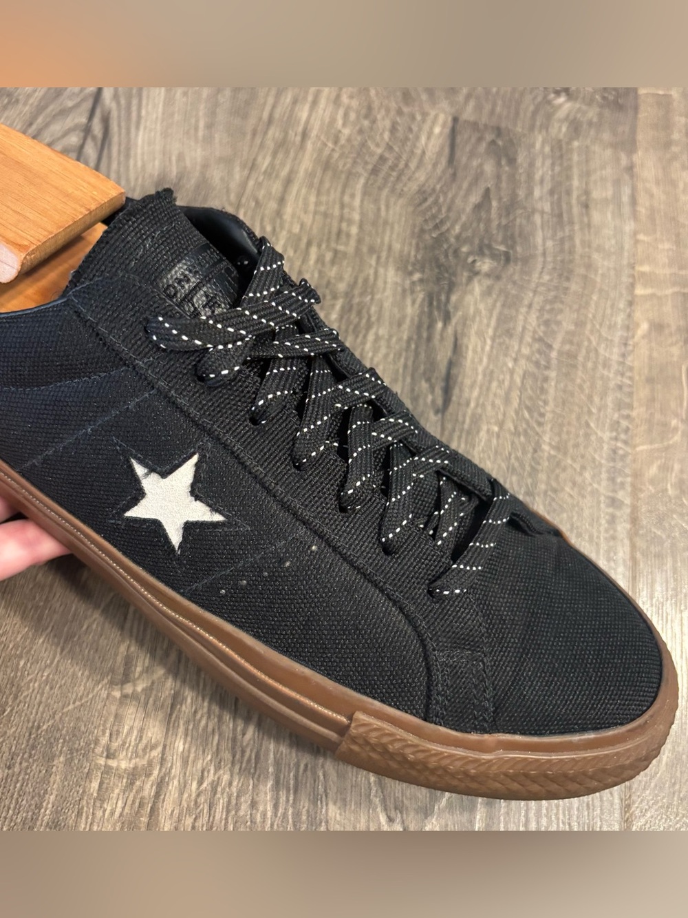 Converse One Star Pro Shoes Lace Up Black Cordura Canvas A03217C Mens size 12 - Picture 8 of 13